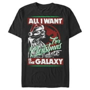 Men's Star Wars Christmas Vader Wants the Galaxy Graphic Tee Black Large